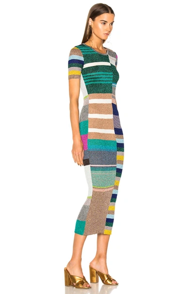 Shop Missoni Short Sleeve Printed Knit Maxi Dress In Multi