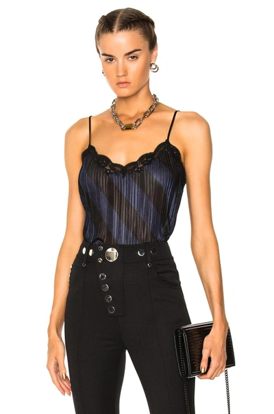 Shop Alexander Wang Pleated Camisole Top With Lace Trim In Black