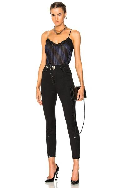 Shop Alexander Wang Pleated Camisole Top With Lace Trim In Black