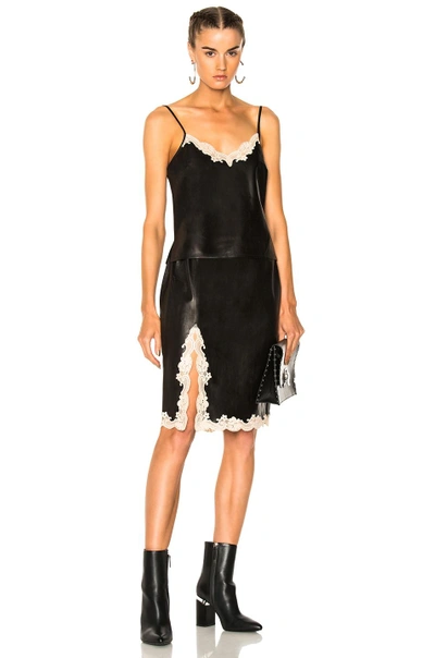 Shop Alexander Wang Straight Cut Camisole Top With Lace In Black