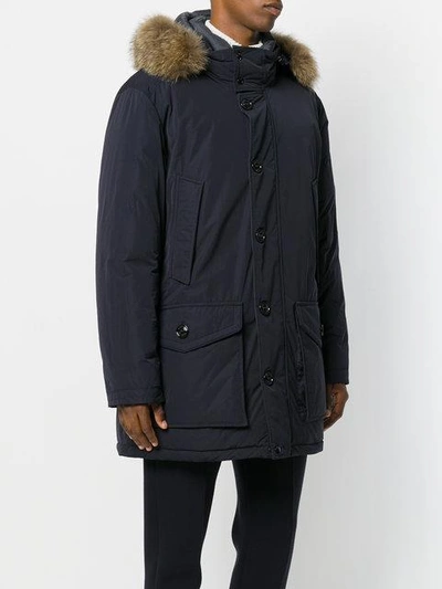 Shop Moncler River Parka Coat In Blue