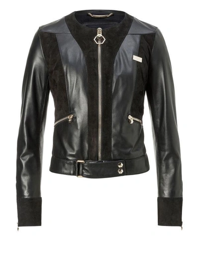 Shop Philipp Plein Leather Jacket "broome Street"