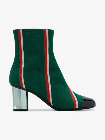 Shop Marco De Vincenzo Striped Wool 60 Ankle Boots In Green