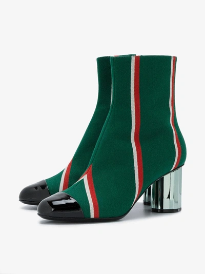 Shop Marco De Vincenzo Striped Wool 60 Ankle Boots In Green