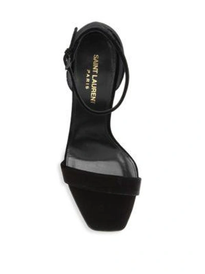 Shop Saint Laurent Amber Velvet Ankle-strap Sandals In Emerald