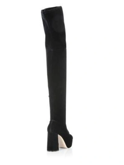 Shop Miu Miu Stretch Velvet Over-the-knee Boots In Black