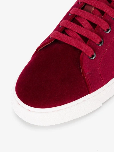 Shop Anya Hindmarch Burgundy Suede Glitter Applique Sneakers In Red