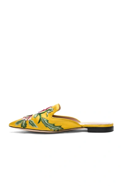 Shop Alberta Ferretti Embroidered Mules In Yellow,floral In Gold