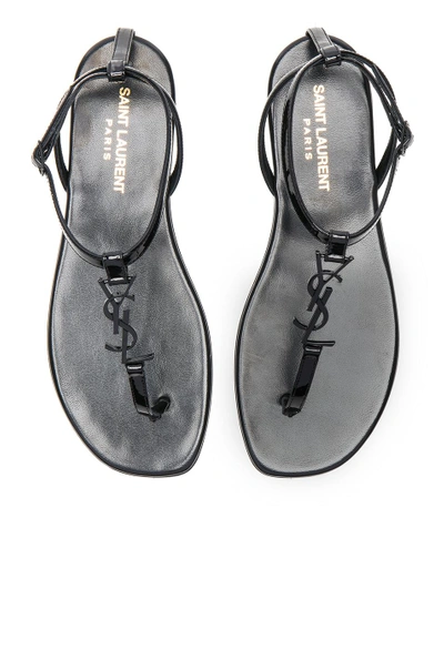 Shop Saint Laurent Patent Leather Nu Pieds Sandals In Black