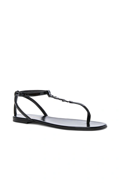 Shop Saint Laurent Patent Leather Nu Pieds Sandals In Black