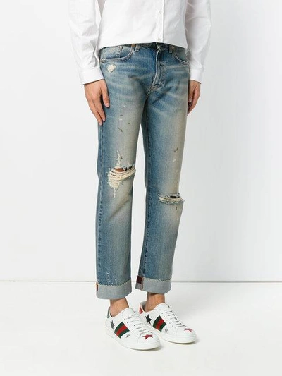 Shop Gucci - Ribbon Detail Cropped Jeans