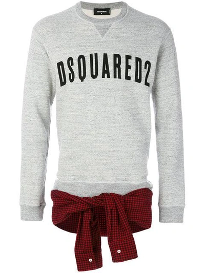 Shop Dsquared2 Sweatshirt Mit Kontrastschnürung - Grau In Grey