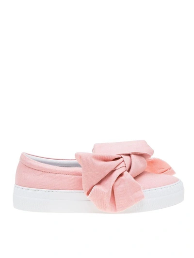 Shop Joshua Sanders Bow Detailing Denim Sneakers In Pink