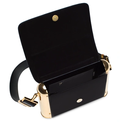 Shop Giuseppe Zanotti - Black Calfskin Leather Clutch Brianna