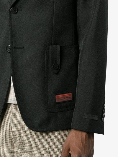 Shop Prada Patch Pocket Blazer In Black
