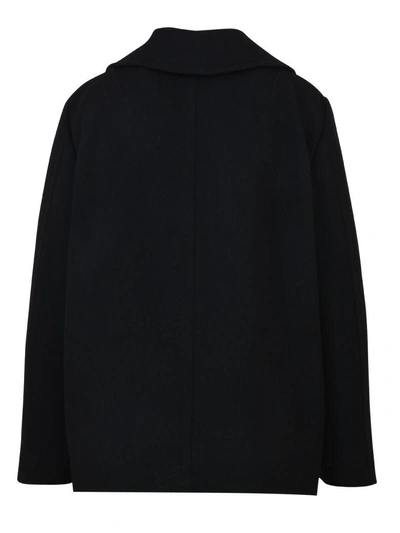 Shop Dolce & Gabbana Embroidered Peacoat In Black