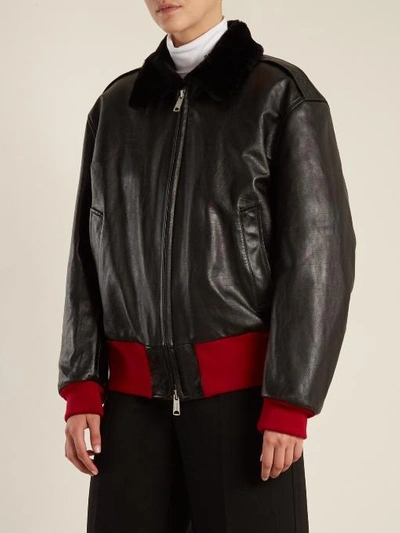 Calvin Klein 205w39nyc Woman Shearling-lined Leather Bomber Jacket Black |  ModeSens
