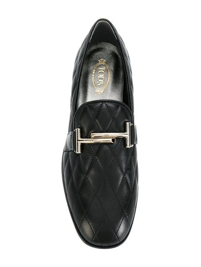 Shop Tod's Quilted Double T Loafers In Black