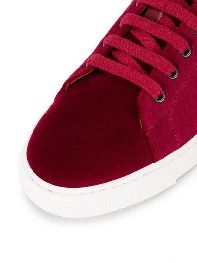 Shop Anya Hindmarch Burgundy Suede Glitter Applique Sneakers