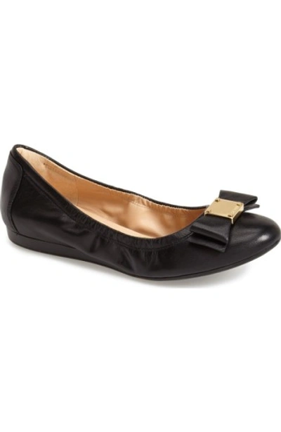 Cole Haan Tali Bow Ballet Flat, Black In Black Leather