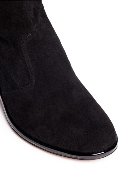 Shop Robert Clergerie 'mepe' Patent Heel Suede Thigh High Sock Boots