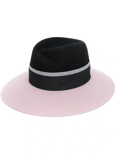 Shop Maison Michel Black And Pink Two-tone Virginie Hat