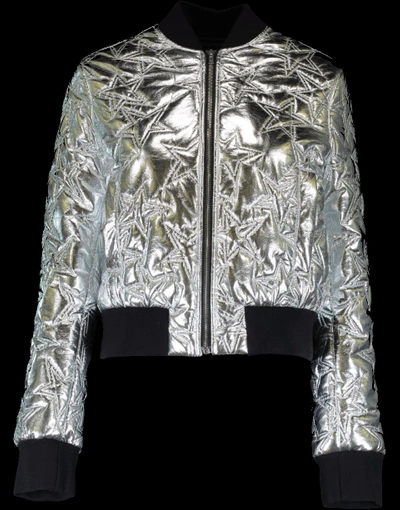 Shop Msgm Silver Star Bomber Jacket