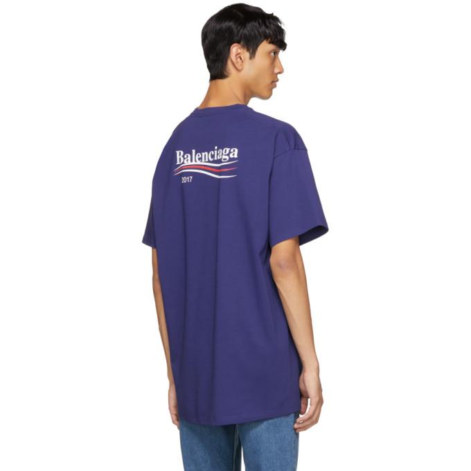 Balenciaga Oversized Printed Cotton Blend Jersey T Shirt In 4540 Pacifi Modesens