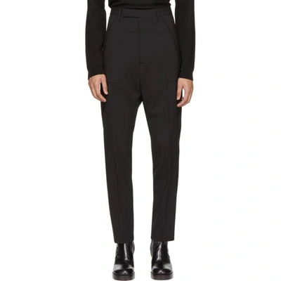 Shop Rick Owens Black Wool Cargo Trousers In 09 Black