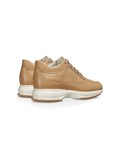 Shop Hogan Interactive Leather Sneakers In Beige