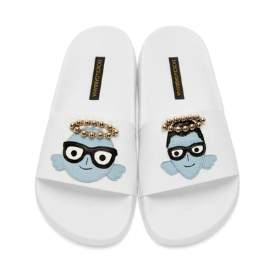 Shop Dolce & Gabbana White Angelic Designers Slides