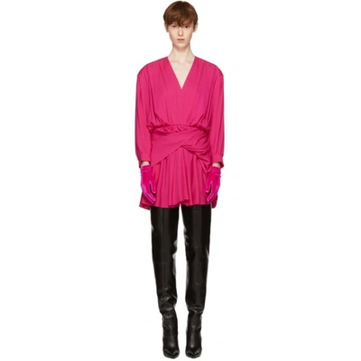 Shop Balenciaga Pink V-neck Uplifted Dress