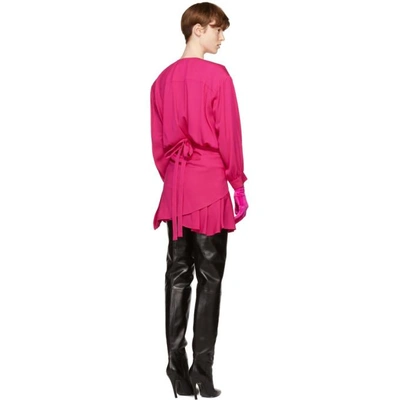 Shop Balenciaga Pink V-neck Uplifted Dress
