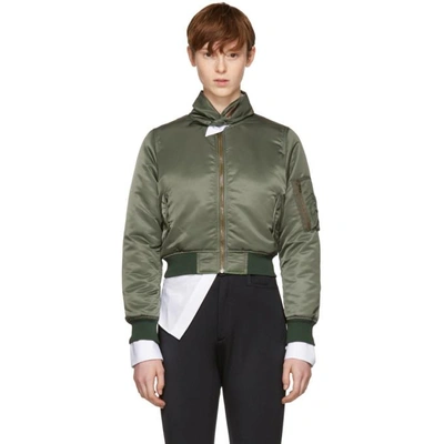 Balenciaga Shrunken Satin Bomber Jacket, Khaki | ModeSens