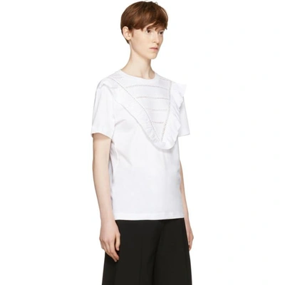 Shop Stella Mccartney White Lace And Ruffle T-shirt In 9116 Lily