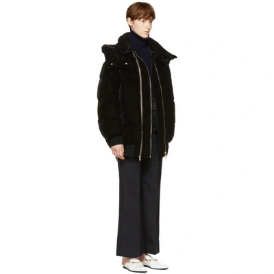 Shop Stella Mccartney Black Velvet Short Puffer Jacket In 1000 Black