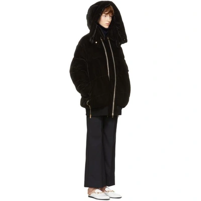 Shop Stella Mccartney Black Velvet Short Puffer Jacket In 1000 Black