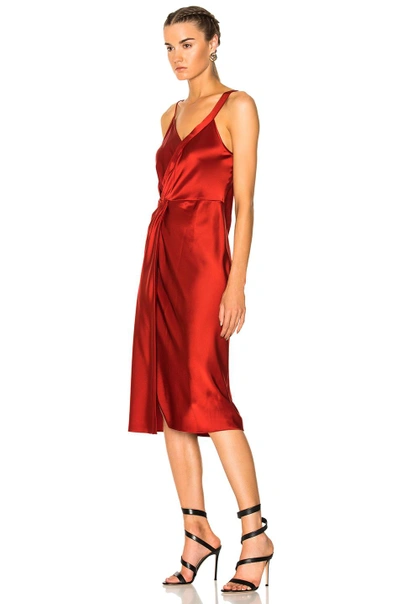 Shop Alexander Wang T T By Alexander Wang Knot Front Dress In Red