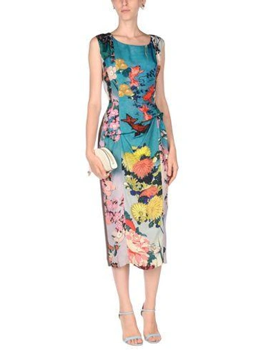 Shop Rochas 3/4 Length Dress In Deep Jade