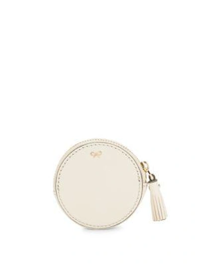 Shop Anya Hindmarch Pixel Smiley Leather Coin Purse In Beige