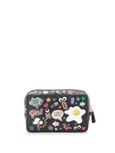 Shop Anya Hindmarch Printed Make-up Pouch In Black