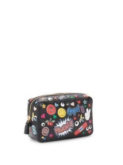 Shop Anya Hindmarch Printed Make-up Pouch In Black