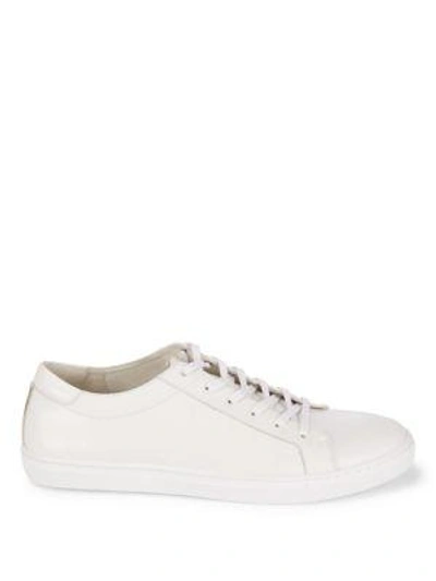 Shop Kenneth Cole Leather Cap Toe Sneakers In White