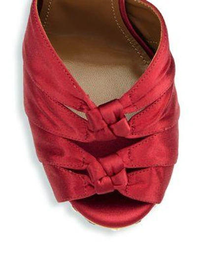 Shop Aquazzura Party Plateau Satin Platform Sandals In Spice Red