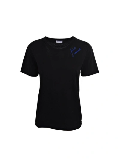 Shop Saint Laurent Logo Signature T-shirt In Black