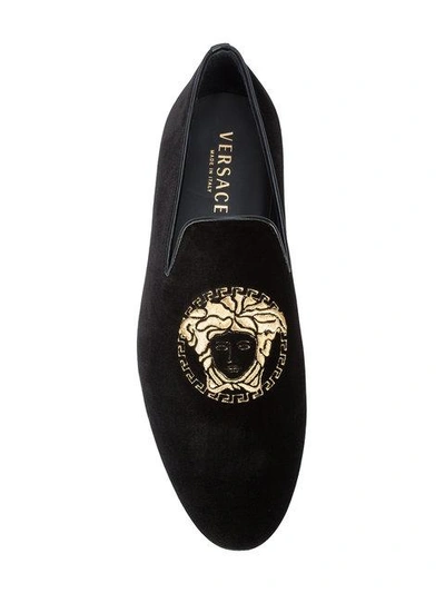 Shop Versace Medusa Loafers In Black