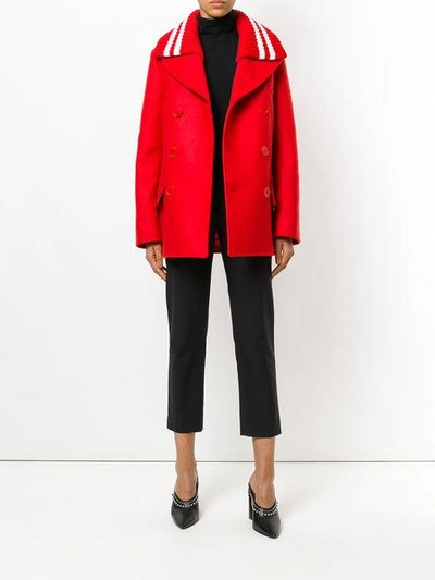 Shop Givenchy Removable Collar Short Peacoat In Red