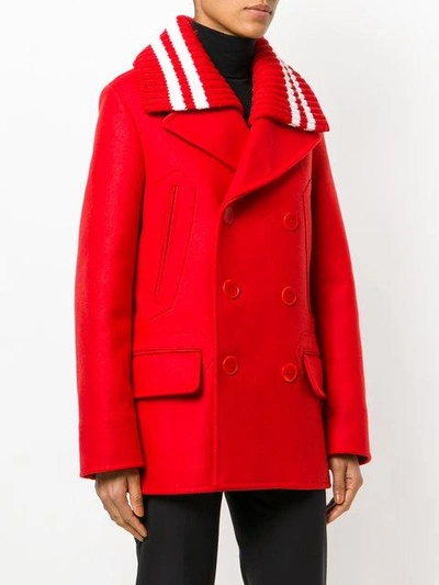 Shop Givenchy Removable Collar Short Peacoat In Red