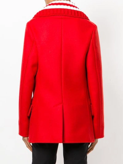 Shop Givenchy Removable Collar Short Peacoat In Red