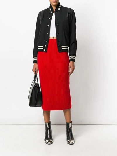 Calvin Klein Rib-knit Midi Skirt - Atterley In Red